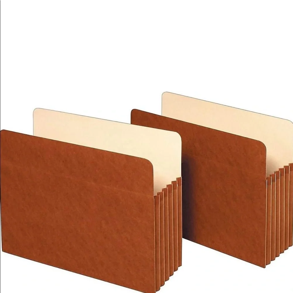 NWT Staples Five File Pockets Expanding 5 1/4” Letter Size. Brown.